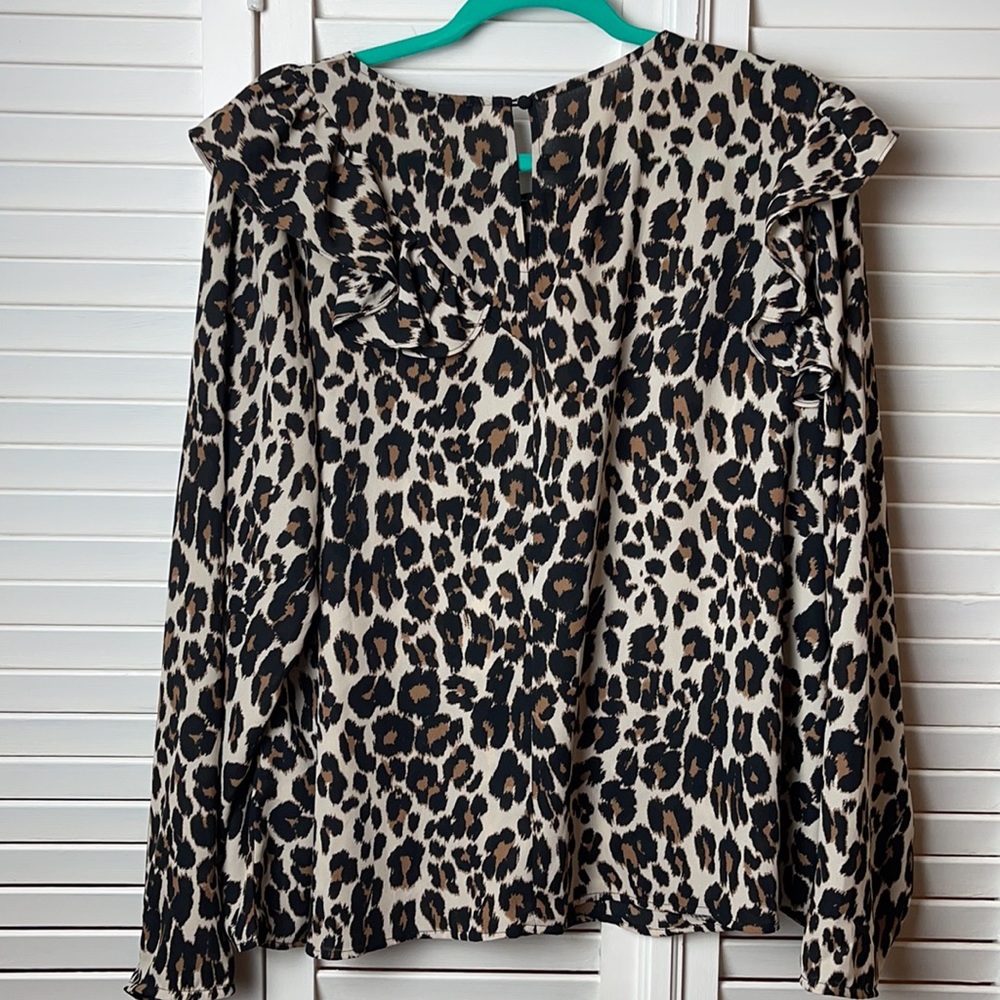 Lane Bryant Cheetah Print Ruffle Top Size 20 - Picture 4 of 4